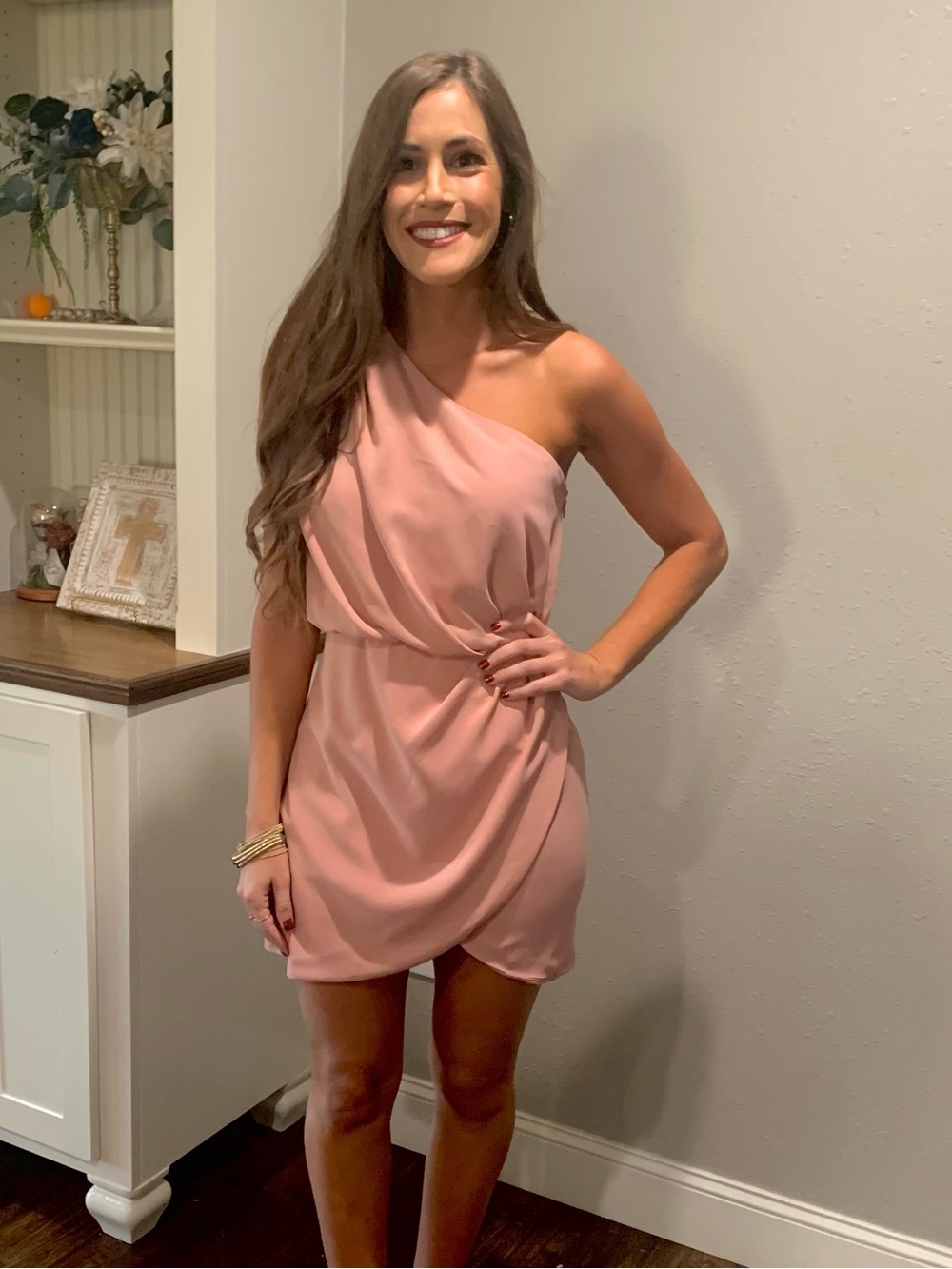 DO+BE Blush Pink & Steel Blue One-Shoulder and Cowl Neck Mini Dresses